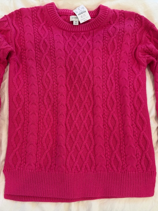 J. Crew Sweaters - J.Crew Pink Cable-Knit Cotton Crewneck Sweater XS NWT